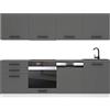 B BELINI GROUP Belini cucina 240 cm Alice, con piano di lavoro, argento opaco