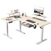 Radlove Scrivania elettrica regolabile in altezza a forma di L con supporto per monitor, indicatore LED, 160 cm, scrivania regolabile per home office e ufficio, rovere