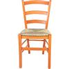 Sedam Srl Set Sedia Venezia Paesana, Legno Massello, Vari Sedute e Colori, Imbottita Paglia o Massello Cucina Casa Ristorante Agriturismo, Alta qualità (Arancione, Seduta Paglia, 4)