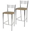 t m c s Tommychairs - Set 2 sgabelli alti modello Elena per cucina e bar, struttura in acciaio cromato e seduta imbottita e rivestita in pelle artificiale colore cappuccino