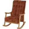 Mendler Sedia a dondolo HWC-K10, poltrona relax, legno FSC stoffa/tessuto ciniglia (465g/m²) - terracotta, struttura naturale