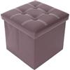 Rebecca Mobili Puff cubo, contenitore, pouff pieghevole in finta pelle, sgabello, colore marrone - Misure 30 x 30 x 30 cm (HxLxP) - Art. RE4901