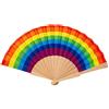 Generico VENTAGLIO in Legno e Tessuto Arcobaleno 23 cm - Matrimonio Arcobaleno
