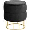 AKORD | Pouf in Velutto ELZA | Poggiapiedi | Contenitore per Piccoli Oggetti | Pavimento in Metallo | Imbottito | Pouf Decorativo | Per il Soggiorno e la Camera da Letto | Nero