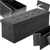 tectake® Pouf Pieghevole, Panca Contenitore, Poggiapiedi, 110x38x38 Cm, Seduta Imbottita, Coperchio Amovibile, Telaio Robusto, Disponibile in Diversi Colori - Grigio Scuro
