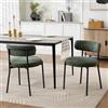 KHISCHMO Set di 2 Sedie da Pranzo in tessuto bouclé chenille, design Mid-Century imbottite con gambe in metallo nero, sedie moderne per cucina e soggiorno, Verde