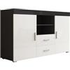 MB Muebles Bonitos, Credenza Stile Moderno Roque, Melamina Lucida, Nero e Bianco, 140x80x40cm