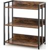 GIANTEX Libreria Scaffale Industriale 3 Ripiani Regolabili con Alette di Protezione, Scaffale Libreria Portaoggetti in Telaio in Metallo, Mensola Multifunzione, 2 Colori, 70 x 35 x 81 cm (Marrone)