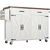 Gelukueub Isola della cucina, carrello da portata con piano di lavoro estraibile, carrello da cucina, carrello da cucina su ruote, armadio da cucina con ante e cassetti (quattro porte+due cassetti)