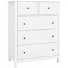 HOCSOK Cassettiera Camera da Letto in Legno con 5 Cassetti e Gambe Rotonde | Comò Mobile Bianco Moderno, 74 x 40 x 94 cm, Guide Silenziose e Maniglie in Metallo, Comò Camera da Letto e Soggiorno