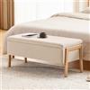 Ckaff Panca Contenitore Camera da Letto, Panca Fondo Letto, Cassapanca con Contenitore Imbottita, Pouf Organizzatore Ottomano in Lino per Camera da Letto Soggiorno Ingresso, Beige