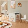 [en.casa] Set Tavolo e Sedie per Bambini Tavolino a Forma di Casetta con Lavagne Inclinate Arredo Creativo Mobili per Cameretta a Misura di Bimbi - Bianco