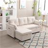 KAZZIO Divano letto multifunzionale con vano portaoggetti e letto estraibile, divano letto sostituibile con chaise longue, divano a L modulare (beige2)