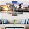 QRTQ 5 pz. 200 x 100 cm Stampa su Tela Canvas Duomo di Milano, Italia Quadro su Tela Arredo per Soggiorno Salotto Camera da Letto Cucina Ufficio Bar Ristorante(Senza Telaio)