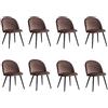 BenyLed - Set di 8 sedie da salone e cucina con rivestimento in velluto, moderne, con gambe in metallo nero (marrone)