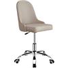 Brigros WeHome - Sedia Scrivania Modello ABBY, Sedia Poltroncina in Lino, Sedia Ufficio Girevole, Base Cromata E 5 Ruote, Sedia Da Scrivania Per Cameretta, Ufficio, Studio, Arredo Casa (Gray, ABBY)