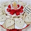 Sindy Bomboniere Torta bomboniera per Comunione e cresima Insieme Idea Sacramento Bimbo Bimba Chiave mitria Bastone Confetti e Biglietti Inclusi (Torta 12 fette Cuore)