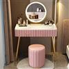 Tavolo da trucco con specchio illuminato dimmerabile, tavolo da trucco con cassetto e scomparti, toletta con o senza sedia per sala trucco, camera da letto (Colore : Rosa con sgabello, Dimen