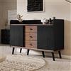 TIZZ Squisita credenza con tre cassetti e moderna venatura del legno, ideale per camera da letto e soggiorno, offre mensole portaoggetti, dimensioni 80 x 117,5 x 40 cm (altezza x larghezza x
