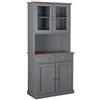 Inter Link - Vetrina - Mobile buffet - Mobile da pranzo - Stoviglie - Legno massiccio FSC - 4 ante - 2 cassetti - Luzerna 5.1 - Grigio/Seppia