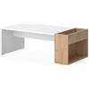 Vicco Tavolino da salotto Chris, Rovere bianco/dorato, 95 x 49.4 cm, con ripiano aperto per spazio di archiviazione aggiuntivo