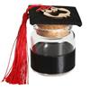 VR VETRINEINRETE Vetrineinrete® Bomboniera portaconfetti per Laurea 12 barattoli in Vetro Tappo in Sughero Cappello Tocco con Nappa Gufo (Nero)
