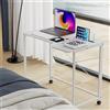 PIPIPOXER 90x56x75cm Scrivania Pieghevole per Computer Portatile, Tavolo Con Incisione e Ruote Girevoli per Camera da Letto, Ufficio, Letto, Divano, Studio, Bianco