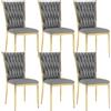 WOLTU Set di 6 Sedie Sala da Pranzo, Sedie da Cucina in Velluto, Trasparenti Moderne, Schienale Alto Gambe in Metallo, Portata 150 kg, Grigio Scuro