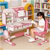 toilmua Set di scrivania e sedia per bambini dai 3 ai 12 anni, regolabile in altezza, con cassetti, libreria, scrivania allargata, sedie ergonomiche da scrivania per ragazzi e ragazze (rosa1)