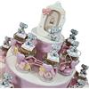 Sindy Bomboniere Torta bomboniere Battesimo elefantini Bimba su vasetti Confetti e marhmallow Inclusi (Torta elefantino 25pz portafoto Centrale)