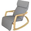 yelloo - Sedia a Dondolo ZEN da Interno, Poltrona a Dondolo da Interno in Legno di Betulla, Poltroncina Camera da Letto, Relax, Giardino Coperto, Sedia Legno Comoda (Grigio)