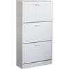 milani home - scarpiera salvaspazio 60 x 24 x 115 cm, 3 ante a ribalta, bianco, legno