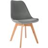 CLP Sedia da Pranzo Linares Plastic I Tessuto I Velluto I Corda I Aspetto Pelle I Poltrona con Struttura in Legno, Colore:Grigio, Materiale:Velluto