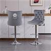 KHISCHMO Set di 2 Sgabelli da Bar in Velluto, Girevoli 360° Regolabili Altezza, Schienale Testa di Leone Ergonomico, Base Metallica Poggiapiedi, Design Moderno Cucina Home Bar, Argento grigio