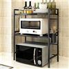 Willonin Scaffalatura per microonde, struttura per forno, scaffale allungabile per microonde con ganci sospesi, supporto per microonde con contenitore per organizer da cucina, acciaio al carbonio