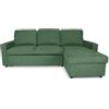 SAMIRA Divano letto angolare con contenitore, divano con chaise longue verde abete mod. Kennedy