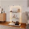 TIMORWTF Vetrina in vetro con striscia LED, armadio vetrina per collezione, mobile 2 ante a serratura, 3 ripiani vetrine soggiorno bar, 123 x 78,5 x 35 cm, bianco