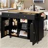 Wyibwy mobile Carrello da cucina,isola da cucina su ruote con piano di lavoro pieghevole,carrello da pranzo con ripiani per snack e portasciugaman,tavolo da pranzo con spazio di archiviazione,nero