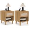IDMarket - Set di 2 comodini a 1 cassetto Robin con nicchia in Legno e Tessuto Effetto Lino
