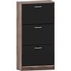 Vida Designs Scarpiera a 3 cassetti, armadio, scarpiera, organizer per mobili in legno a scomparsa, noce e nero