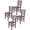t m c s Tommychairs - Set 4 sedie modello Venice per cucina bar e sala da pranzo, robusta struttura in legno di faggio color noce scuro e seduta in legno