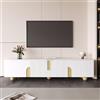 Rvjiahe Mobile TV bianco, 180 cm, 4 ante, design elegante, finitura effetto marmo, piedini sferici in legno
