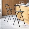 GIANTEX Set di 2 Sgabelli da Bar Pieghevoli, Sedie per Esterni con Schienale Inclinabile, Seduta Curvata e Poggiapiedi, Sgabelli Alti con Struttura in Metallo per Balcone, Terrazza, Giardino (Grigio)