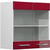 Vicco Mobile da cucina in vetro R-Line, Rosso lucido, 60 cm, per la libera combinazione all'interno di sistemi cucina modulari