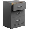 Casaria® Comodino con LED 3 Cassetti Capienti 54x39x28 cm Tavolino Camera da letto Portaoggetti