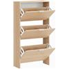 Bricozone Scarpiera A Ribalta Salvaspazio Con 3 Ante Mobile Portascarpe In Melaminico Finitura Bianca Antigraffio Fino A 20 Paia 113x60x22 Cm (Rovere)