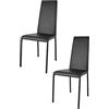 t m c s Tommychairs - Set 2 sedie modello Sophie Lux per cucina bar e sala da pranzo, robusta struttura in acciaio imbottita e rivestita in finta pelle colore nero