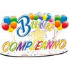 PuntoCasaStore Centrotavola Maxi Scritta in Legno Buon Compleanno con Stella Auguri e Palloncini 35x21 cm Decorazione Festa Tavolo Torta Idea