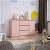 3E 3xE living.com Cassettiera a 2 ante 3 cassetti L: 120 cm, A: 78 cm, P: 40 cm, Colore: ROSA, armadio per camera da letto per adulti, armadio per camera da letto per bambini, credenza soggiorno