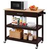 Yaheetech Carrello da Cucina a 3 Ripiani con Ruote Credenza Salvaspazio per Microonde con Cassetto per Cucina Dipensa o Bar 101,5 x 51 x 92 cm Marrone Scuro